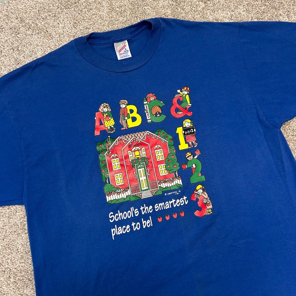 Vintage Smartees "School's the smartest place to be" Tshirt Men Siz 2X ABC's 90s